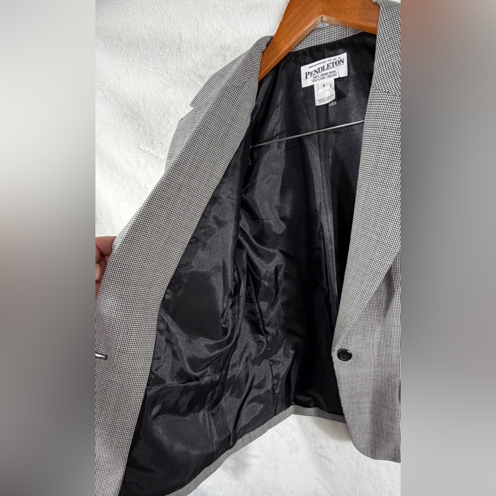 Pendleton Wool Houndstooth Blazer Women’s Size 6 Classic Career Jacket like new - Picture 5 of 9
